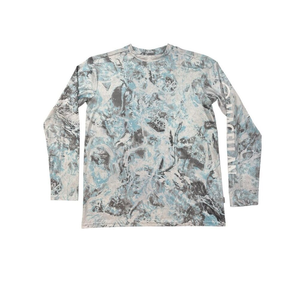 Magellan Outdoors Realtree Fishing Shirt Men’s Size S Blue Camo Long Sleeve UPF